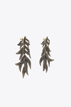 ZARA СЕРЬГИ «ЛИСТЬЯ» СО СТРАЗАМИ, ЦВЕТ СОСТАРЕННОГО ЗОЛОТА