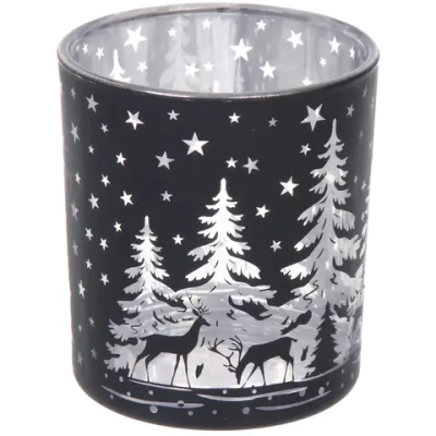 Подсвечник «Снежный лес» 7*7,8 см, Черный