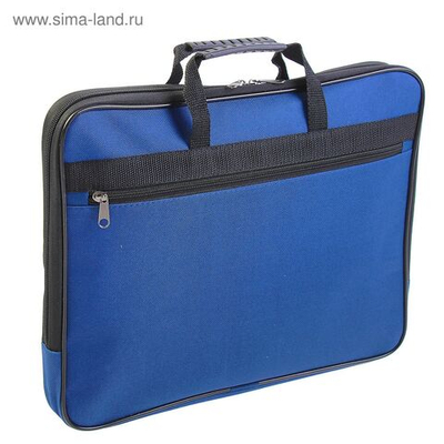 Папка с ручками текстильная А4, 365 х 290 х 30 мм, Calligrata, 1Ш41, Офис , внешний/внутренний карман, синяя