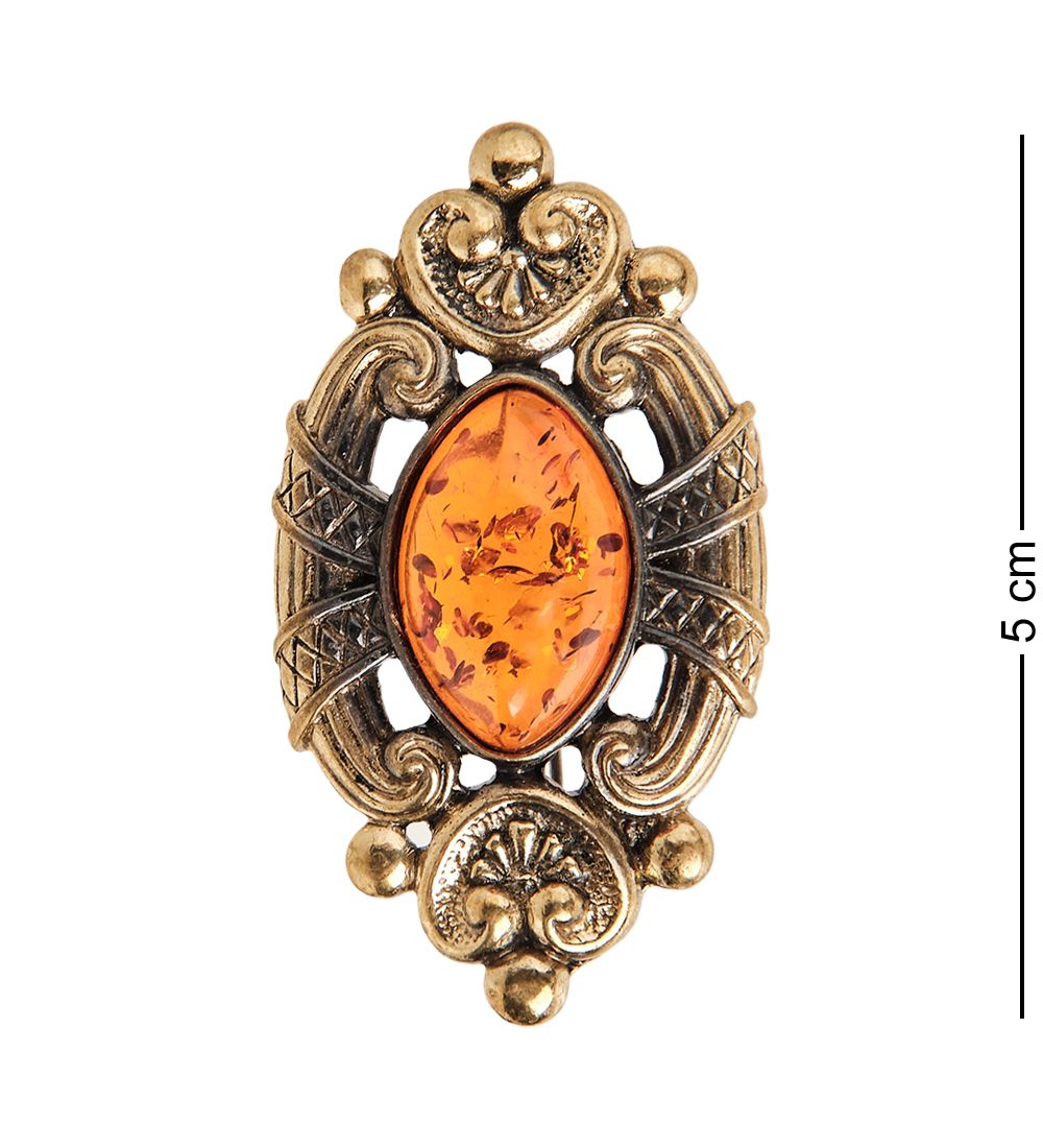 AM- 932 Брошь «Маркиза» (латунь, янтарь)