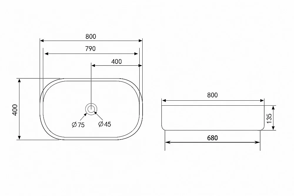 Раковина Abber Bequem 80 AC2110MW белая матовая