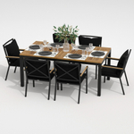 Обеденная группа Ideal Patio  ТЕЛЛА ФЕСТА плюс каркас карбон, стол тик 180, ткань черная