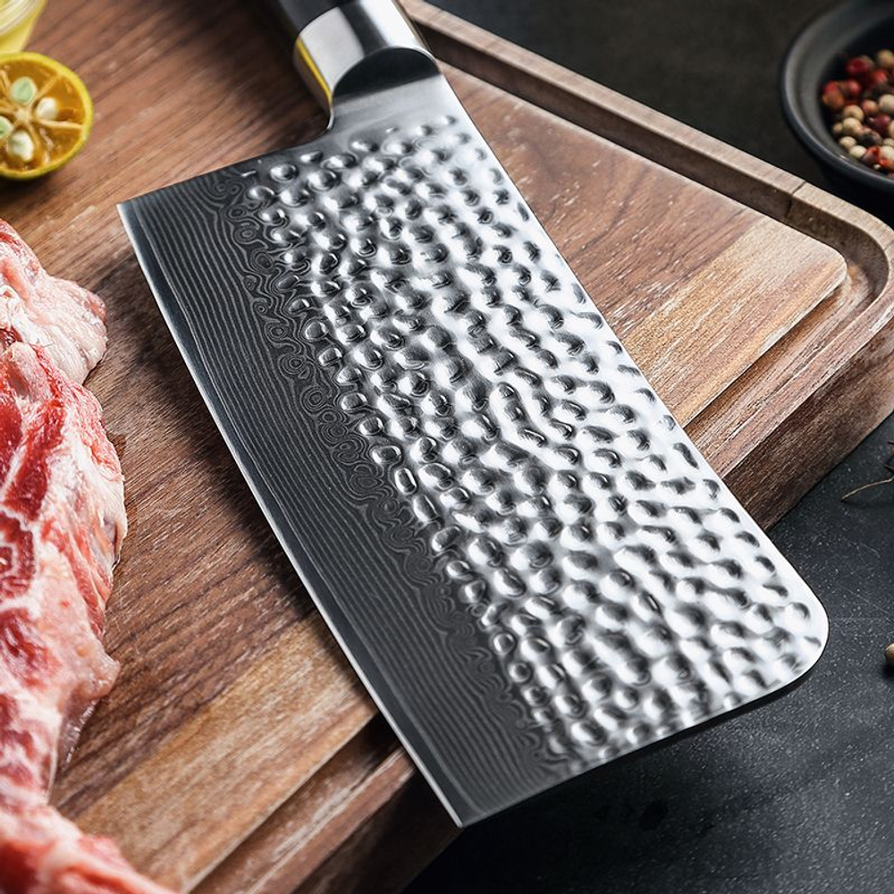 Кухонный нож Xinzuo B1H Bone Chopper нож 6,5 дюймов клинок 67 Layers Damascus рукоять дерево pakka, длина лезвия 16,5 см