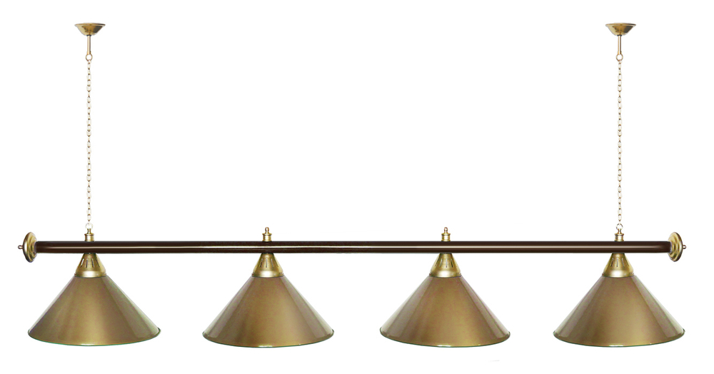 Лампа STARTBILLIARDS 4 пл. (плафоны зеленые,штанга золотая,фурнитура золото)