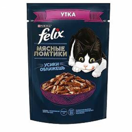 Влажный корм FELIX для кошек Мясные ломтики утка 75 гр