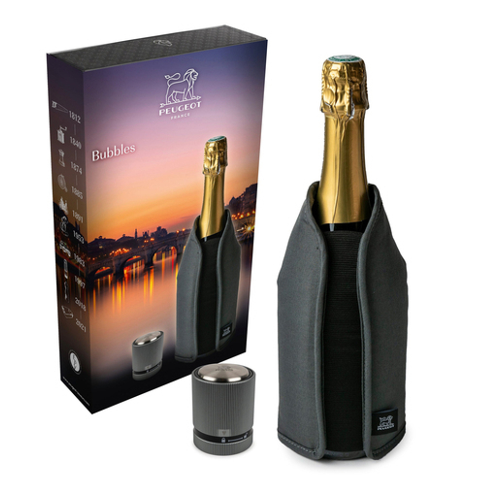 BUBBLES - Набор 2 предмета рубашка для охлаждения + пробка для шампанского, серый