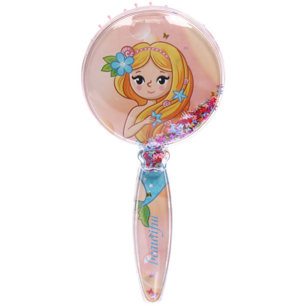 Расческа массажная детская «ФРАТТИ БУМ», русалочка Эдина, форма круглая, 17,5*8см (блистер Ультрамарин)