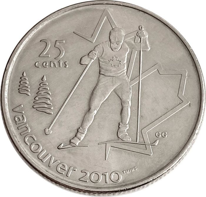 25 центов 2009 Канада «Ванкувер 2010 - Лыжные гонки»