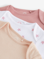 Боди с длинным рукавом для малышей с дисплазией тазобедренного сустава Next N44-442, 3 шт., Белый, Розовый