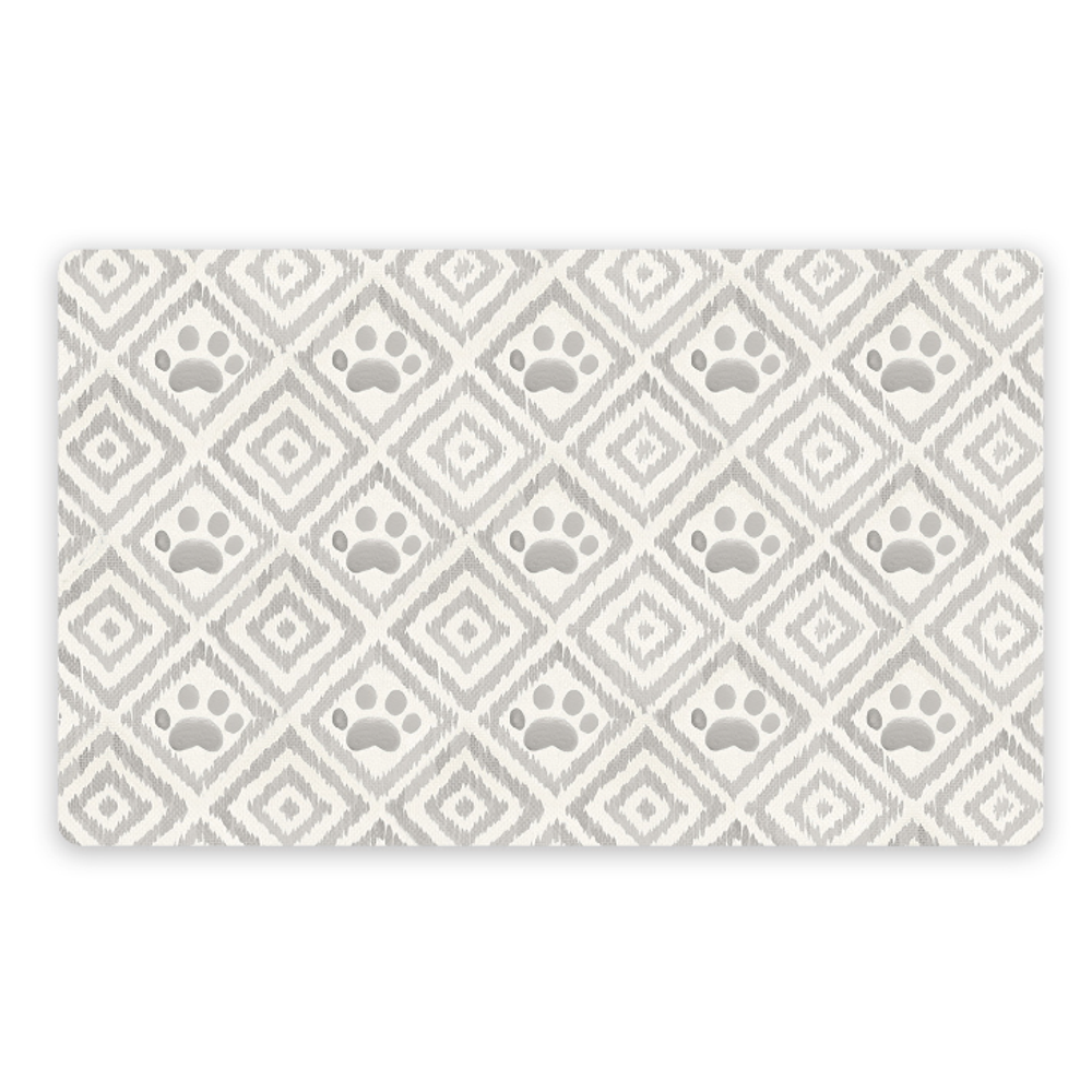 Tarhong коврик под миски "paw ikat", бежевый с лапками, 48х29см