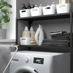 Каркас с полками для стиральной машины - ENHET IKEA/ ЭНХЕНТ ИКЕА, 80x30x129 см, черный