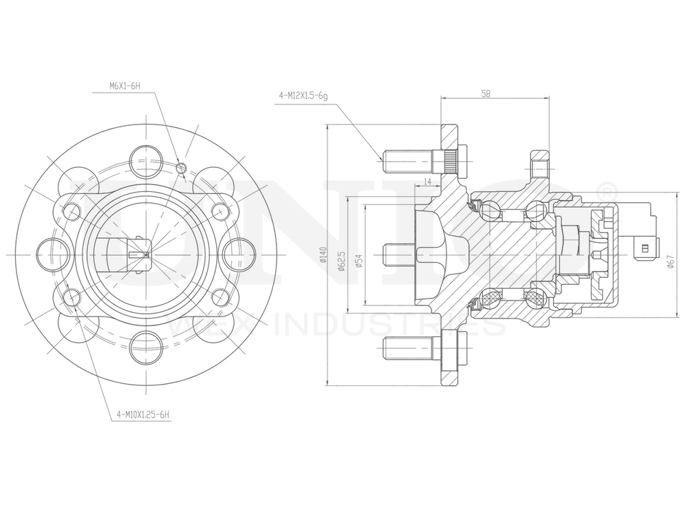 Ступица задняя (с ABS) UNIO HUB-20233