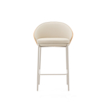 Стул полубарный Eamy из бежевой экокожи, ясеневого шпона с натуральной отделкой и бежевого металла