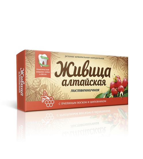 Смолка Живица "Алтайская" с пчелиным воском и шиповником, блистер 4*0,8г, в инд.уп.