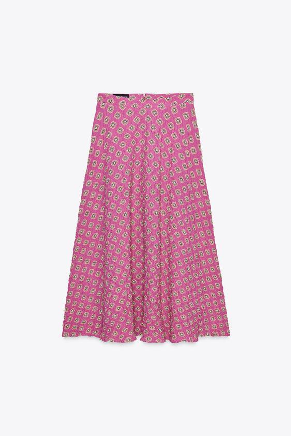 ZARA ЮБКА МИДИ С ПРИНТОМ, ФУКСИЯ