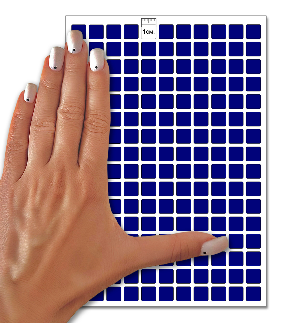Темно-синие виниловые наклейки для маркировки Policomprint М14, 10х10 мм. 352 шт.