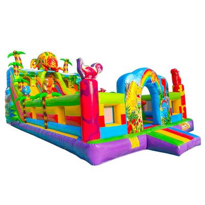 Коммерческий надувной батут «Хамелеон и динозавры Ультра 4» 12*6*6 м