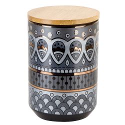 Банка для сыпучих продуктов (с бамбуковой крышкой) "Чайхана" d=10см. h=15см. v=820мл.