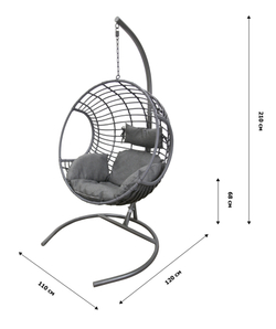 Кресло подвесное Милан арт.BG2345 (стойка+основание.серый.,корзн.серая.,подуш.серая св. 3уп. (Б))