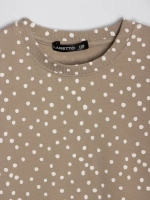 Бежевая футболка для девочки в горошек в школу