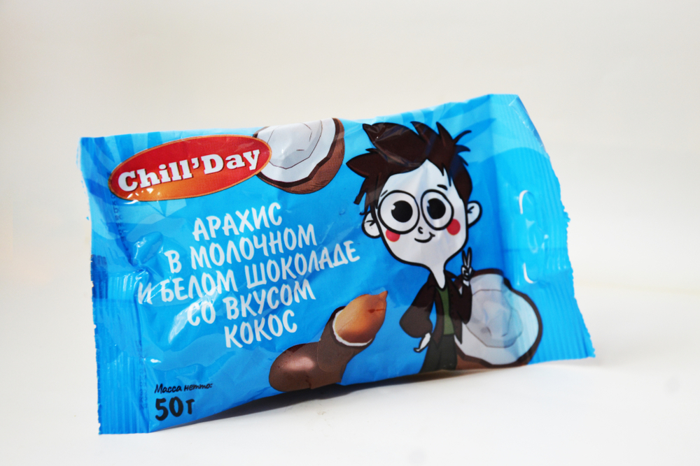 Арахис в молочном и белом шоколад с кокосовой начинкой ChillDay 50г