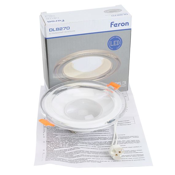 Светильник встраиваемый Feron DL8270 потолочный MR16 G5.3 прозрачный, белый 51151