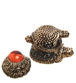 AM-2159 Наперсток «Черепаха трио» (латунь, янтарь)