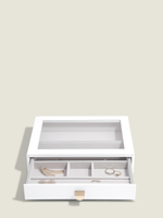 Органайзер для украшений и часов со стеклянной крышкой Stackers Classic Jewellery Box, 3 секции - White Pebble