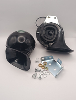 Звуковой сигнал на автомобиль универсальный, 12В двухтональный / Сигнал 2-рожковый автомобильный / Сигнал звуковой улитки 2-рожковый