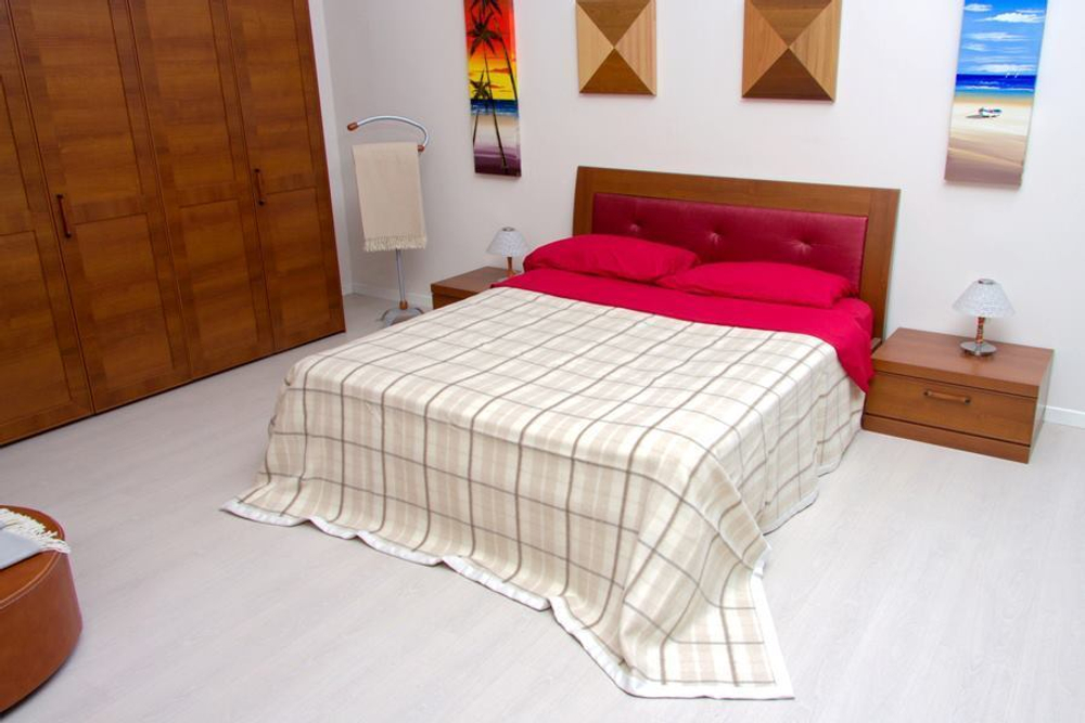 Плед-покрывало шерстяное 210х240 CO.BI. Alice бежевая клетка Италия