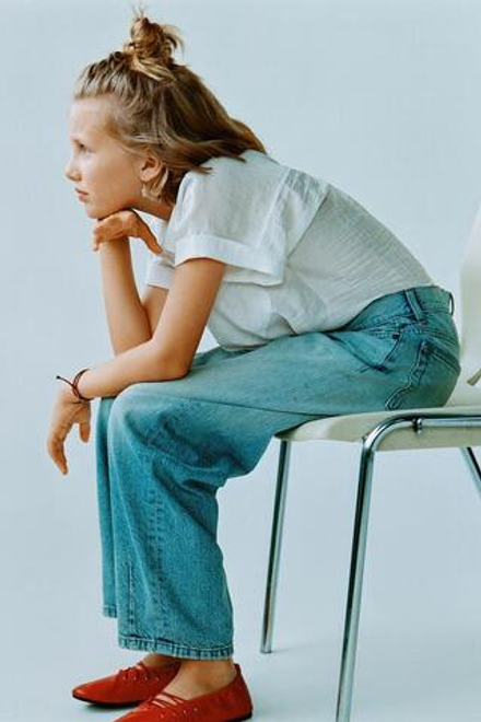 ZARA РУБАШКА ИЗ РЕЛЬЕФНОЙ ТКАНИ С УЗЛОМ, БЕЛЫЙ