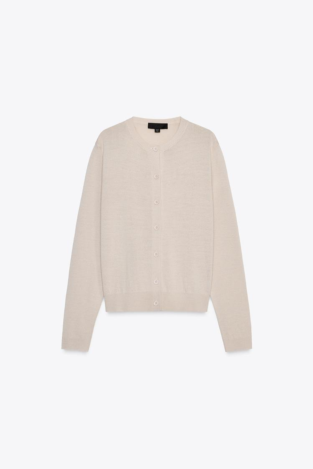 ZARA ОДНОТОННЫЙ КАРДИГАН ИЗ СМЕСОВОЙ ШЕРСТИ, БЕЖЕВЫЙ