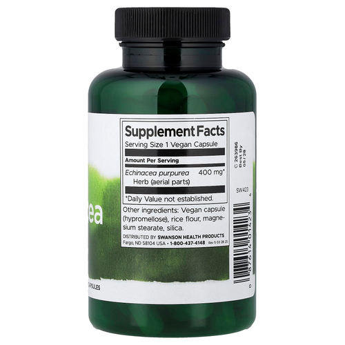 Swanson Vitamins, эхинацея, 400 мг, 100 веганских капсул