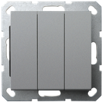 Выключатель трехклавишный 10A 250V~ с накладкой, цвет Алюминий