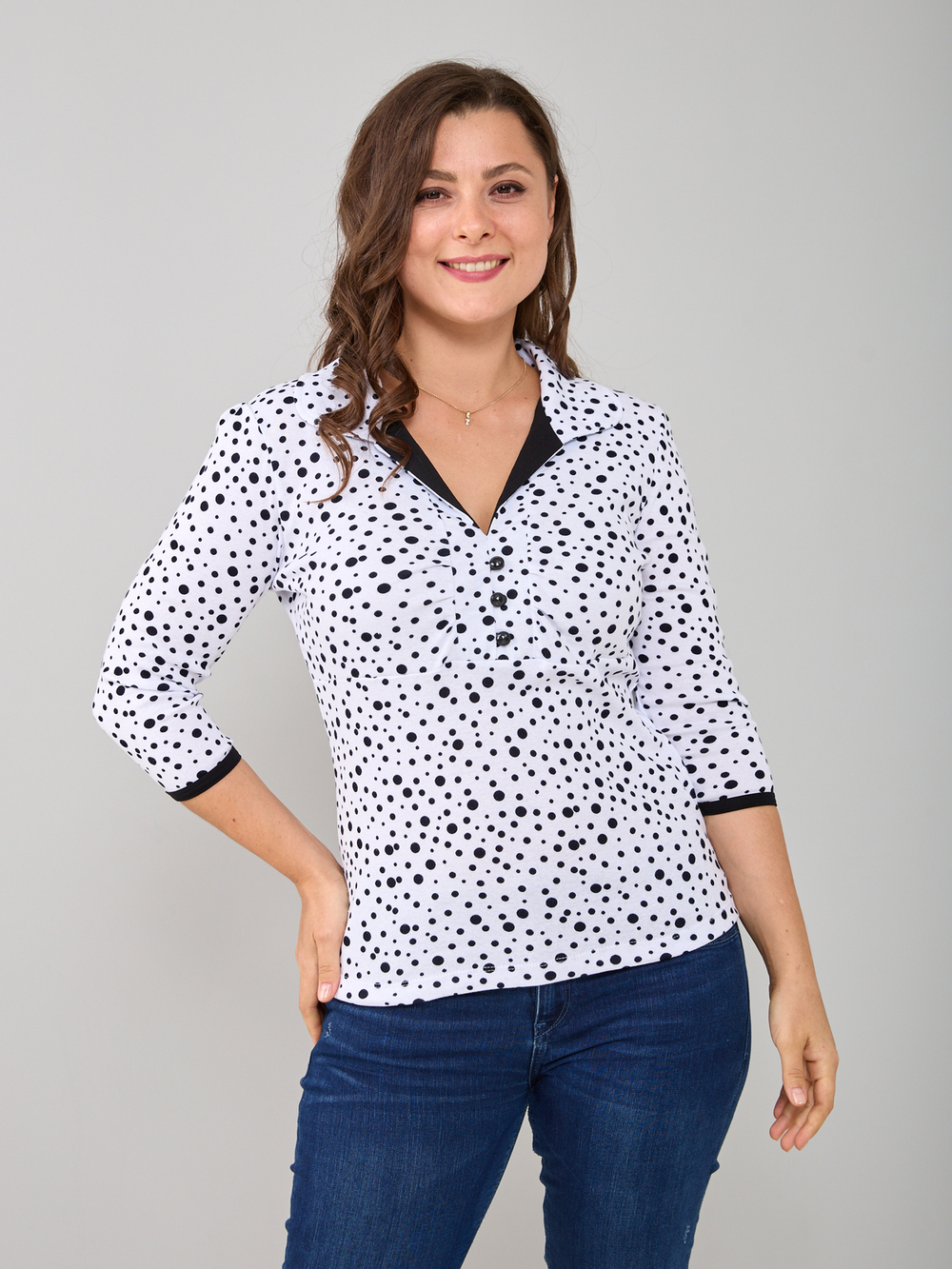 Блузка БЛ-015/белыйгорох