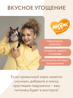 Лакомство Мнямс "Здоровье и красота" хрустящие подушечки для кошек с лососем 60 г.