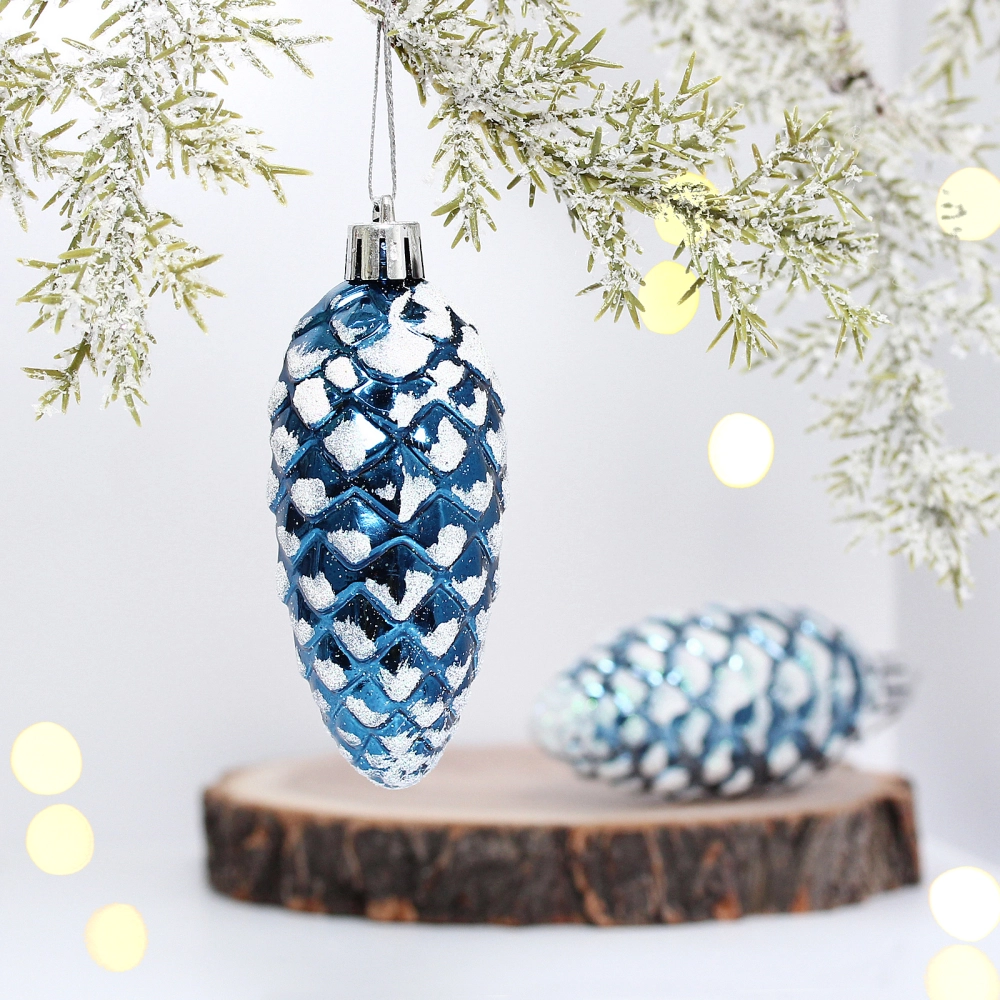 Ёлочные игрушки «Таинственное очарование» Шишки 9 см (набор 2шт), сапфир