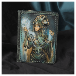 Кожаная обложка на паспорт «Малахитница»