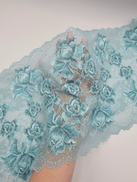 Кружево эластичное голубой/бирюзовый К758 (Таиланд)