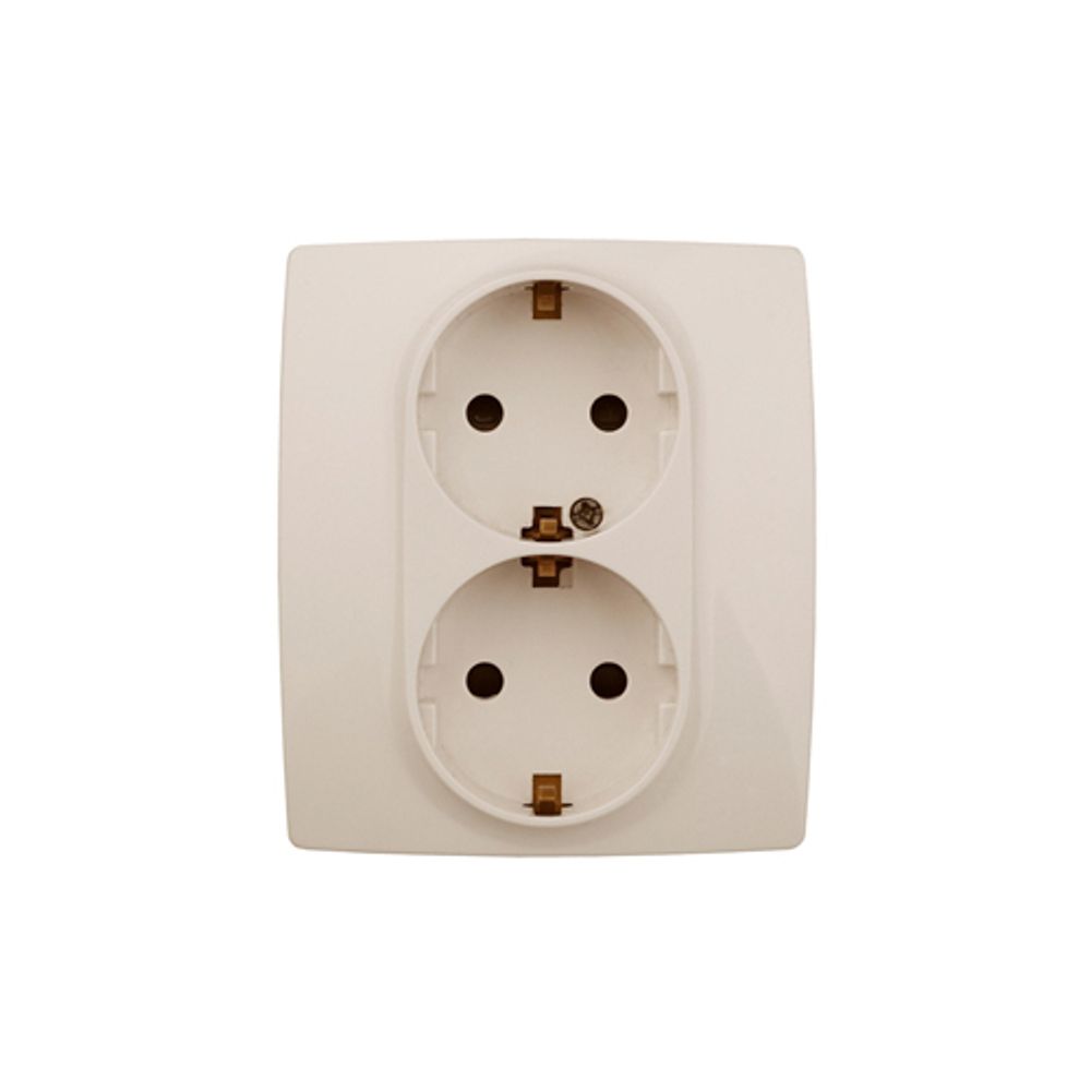 12-2104-02 ЭРА Розетка 2X2P+E Schuko со шторками, 16A-250В, IP20, Эра12, слоновая кость | Электротовары