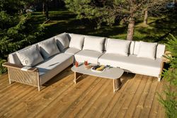 "Мальдивы" трансформирующаяся лаунж-зона из искусственного ротанга, цвет соломенный