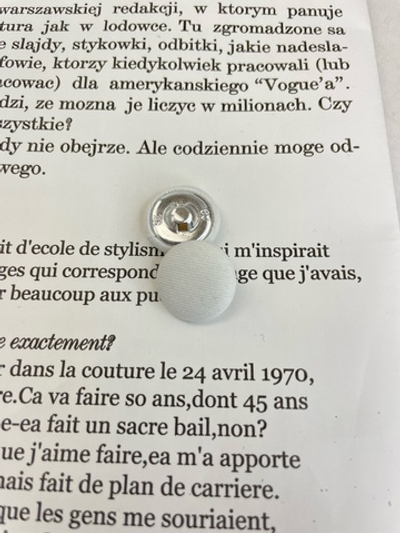 БЕЛЫЙ - Пуговица тканевая 18мм (1210 Евгения)