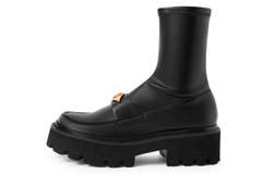 CHARLES&KEITH Small Ck PU Ankle Boots 5.1cm Women"s Black/Chalk White/BLACK TEXTURED Black Textured