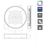 Душ тропический встраиваемый потолочный круглый 3 режима CHROMOTHERAPY RELED570