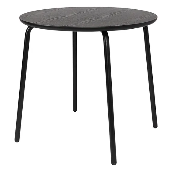 Стол обеденный Round, D90 см, черный шпон ясеня