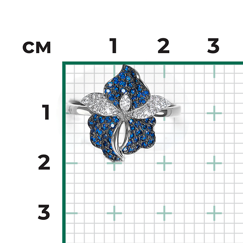 Кольцо «Ирис» из белого золота с фианитами