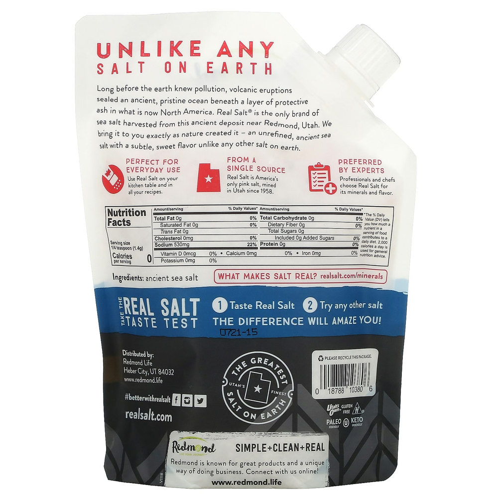 Redmond, Real Salt, древняя грубая морская соль, соль для измельчения, 454 г (16 унций)