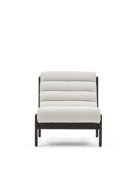 Кресло Magira, белое букле, массив дуба с темной отделкой