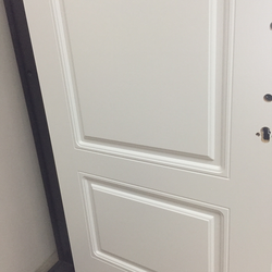 Входная дверь в квартиру Лекс Гранд Премьер черный кварц + орех каньон / №55.1 Белая шагрень (белый матовый, без текстуры)