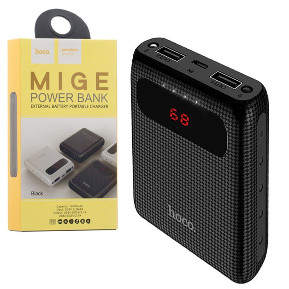 Внешний Аккумулятор (Power Bank) Hoco B20 10000 mAh (5,0V - 2A, 2USB, LCD) Черный